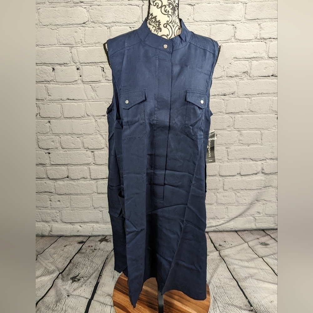 Sharagano women's sleeveless half button front dress size 18W pockets NWT B12a